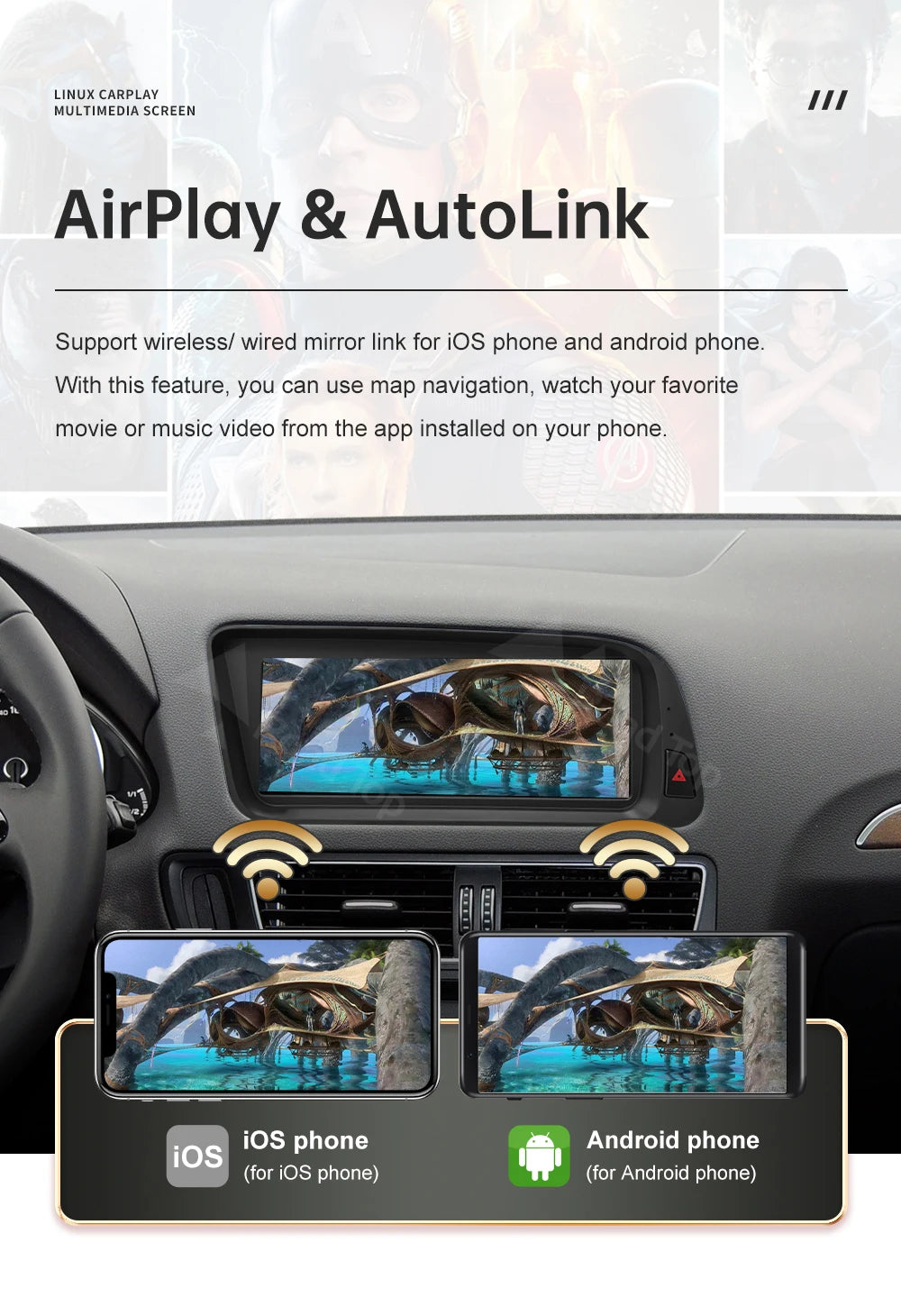 12.3' RoadTop Wireless CarPlay Multimedia Linux Screen Android Auto For Audi Q5 2009-2017 Airplay Autolink Function - Shopifynow