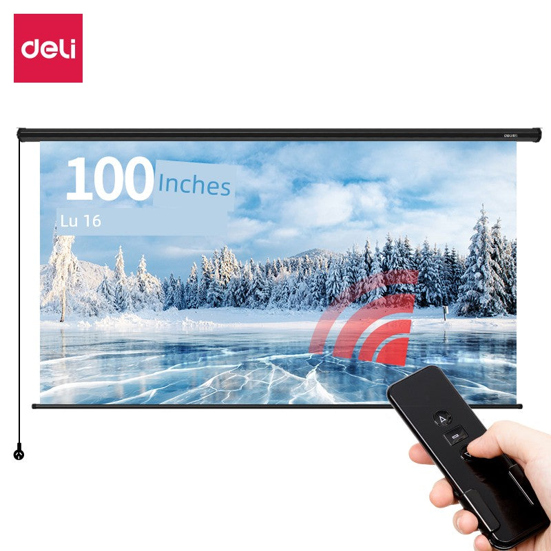 Deli Hanging Projection Screen Curtain Electric Remote Control 100-Inch 4:3 Projection Curtain Office For Home Projector Curtain 120-Inch 16:10 Tripod Screen Wall Screen 84-Inch Shopifynow