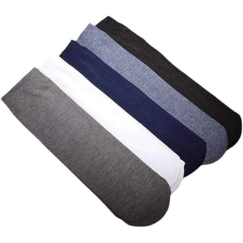 5pairs Men's Summer Ice Silk Crew Socks Breathable Moisture Wicking Anti Odor Business Casual Sports Socks Stockings Shopifynow