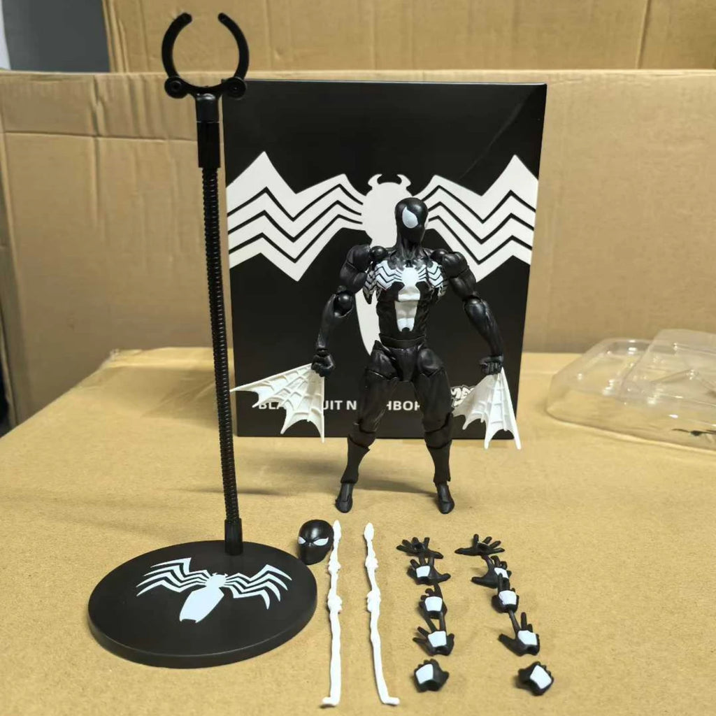 2025 High Quality Black Suit Neighbor Symbiote Spider Man Black Venom Battle Suit Joint Movable Figurine Messtoy Model Gift Shopifynow