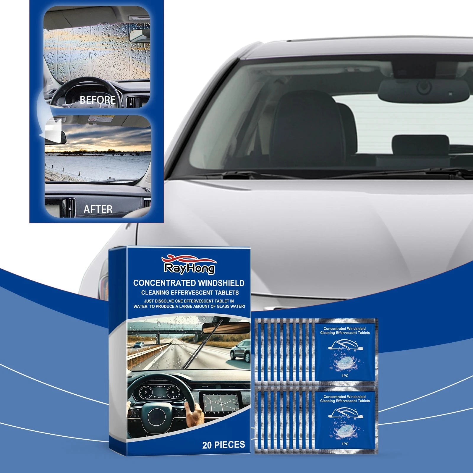 Car Windshield Washer Tablets Effervescent Tablet Concentrated Cleaning Tablets Car Window Cleaner Glass Cleaner Shopifynow