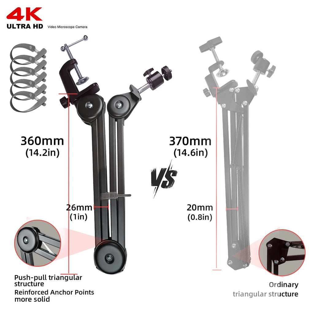 HD 4K Electron Microscope For Soldering 48MP HDMI USB Digital Camera Sony Sensor 150X Lens Reinforced Bracket Reduces Vibration Shopifynow