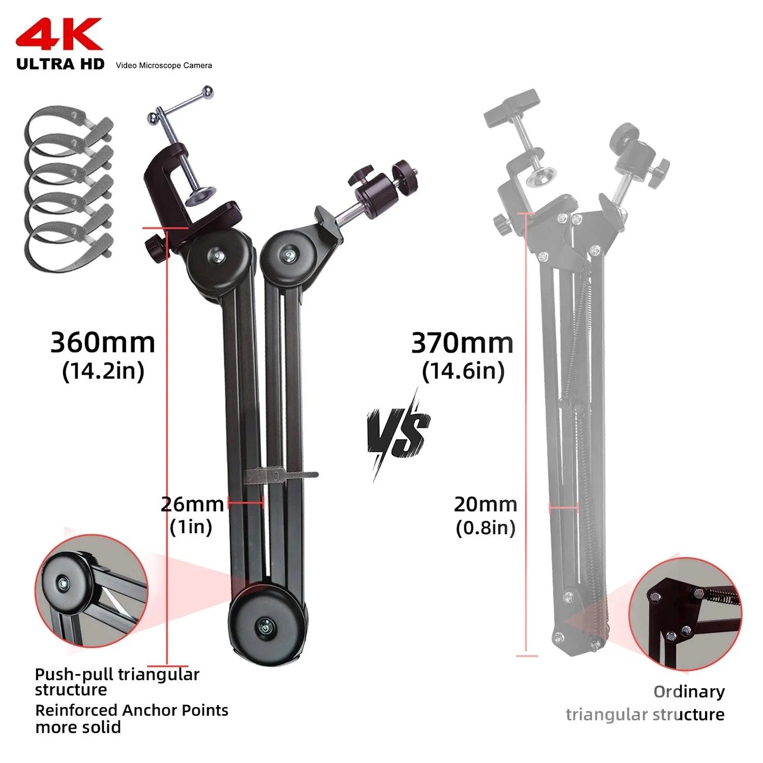 HD 4K Electron Microscope For Soldering 48MP HDMI USB Digital Camera Sony Sensor 150X Lens Reinforced Bracket Reduces Vibration Shopifynow