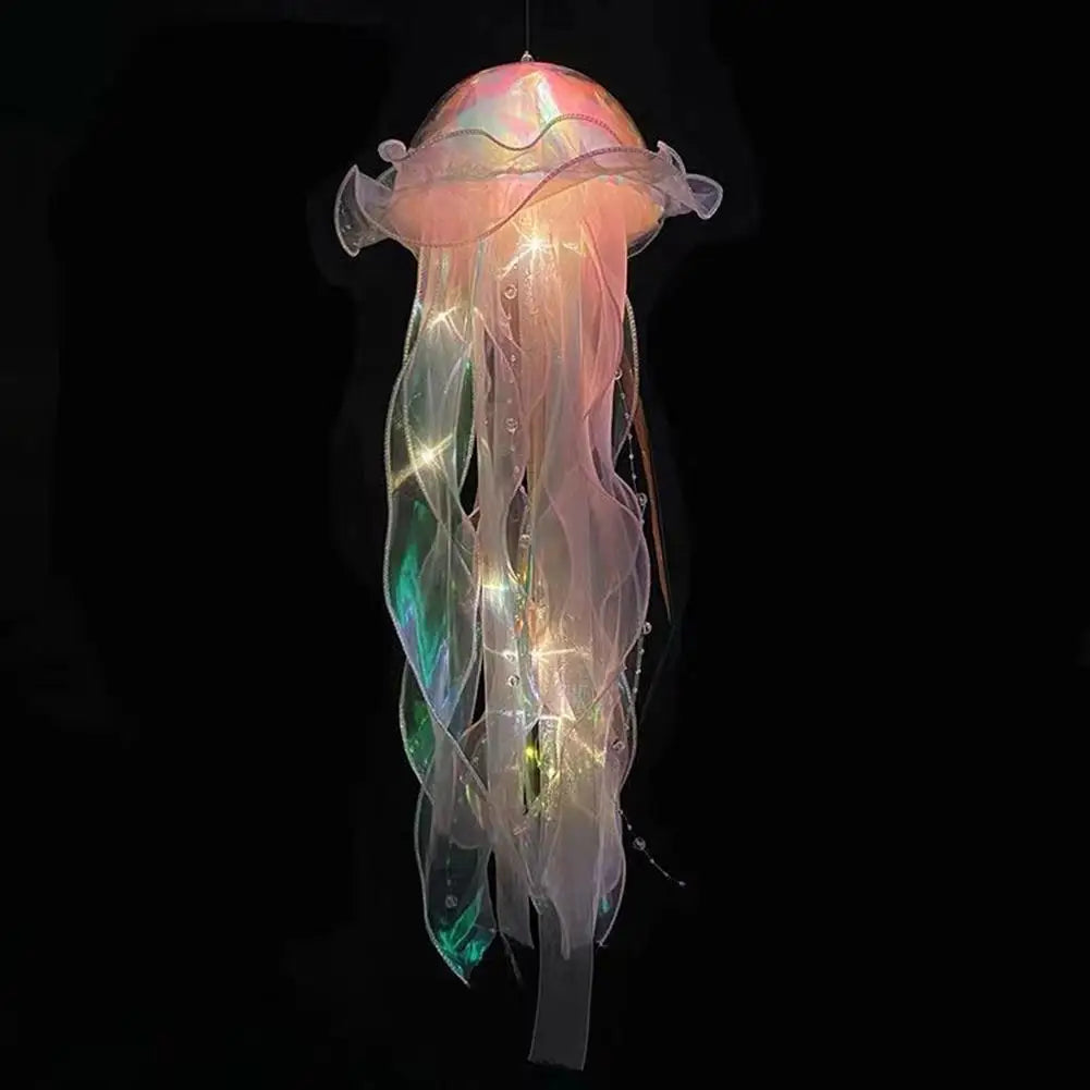 Jellyfish Atmosphere Night Light Button Battery Hanging Ceiling Lantern Realistic with Ribbon&Bead for Children Bedroom Shopifynow
