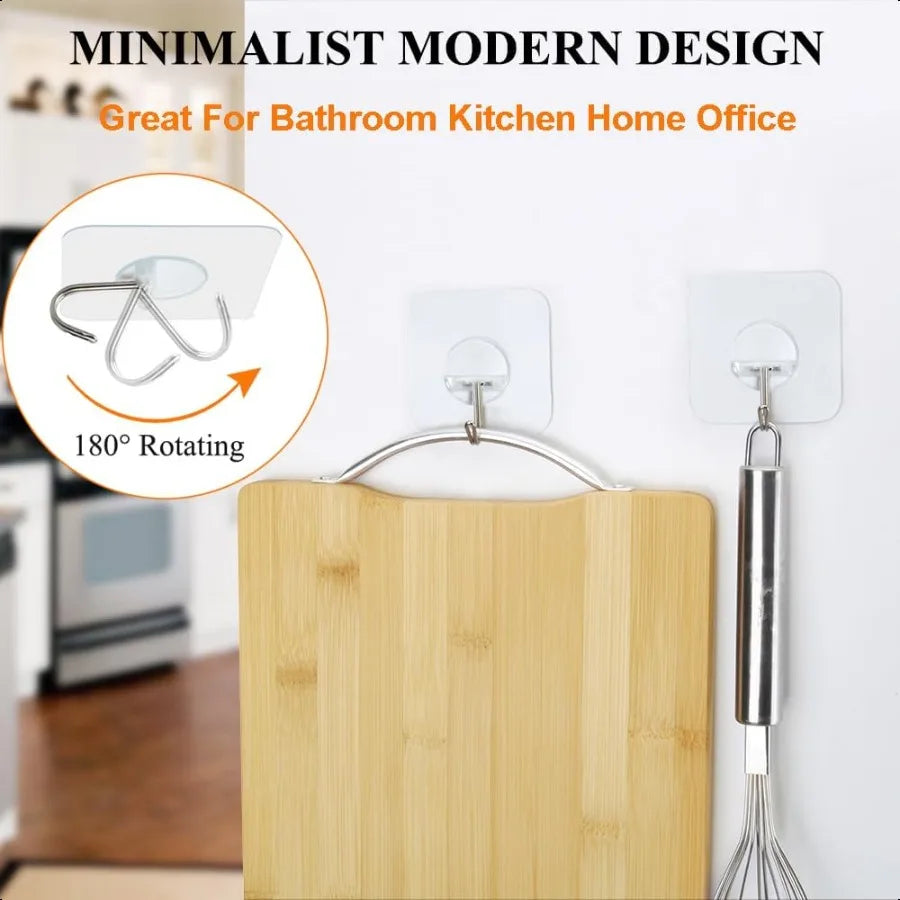 Adhesive Hooks Heavy Duty Wall Sticky Hooks for Hanging Wall Hangers Without Nails 15lb Max 180 Degree Rotating Seamless Stick