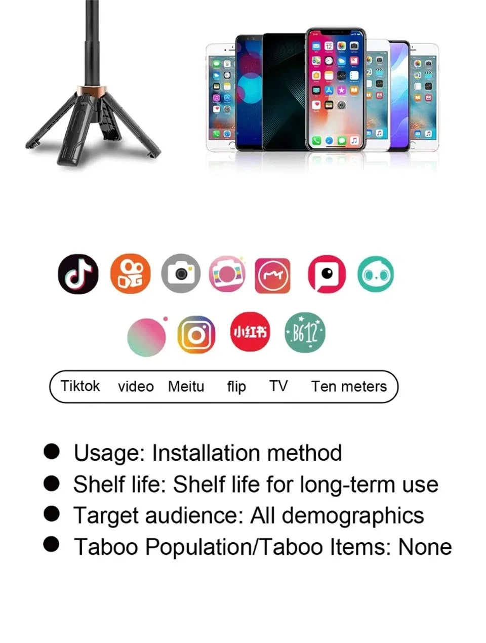 2025 new Selfie Stick Tripod with Wireless Bluetooth Remote, Portables Foldable Stand for iPhone Smartphone Vlog Shooting Record - Shopifynow