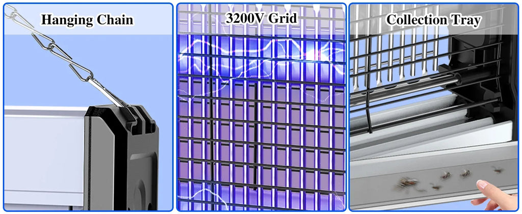 Electric Bug Zapper 3200V Mosquito Zapper Killer Indoor Insect Killer with Hanging Chain Removable Collection Tray Bug Zapper Shopifynow