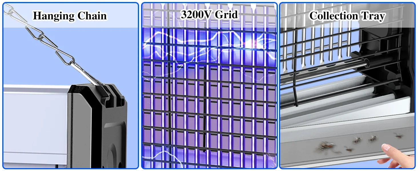Electric Bug Zapper 3200V Mosquito Zapper Killer Indoor Insect Killer with Hanging Chain Removable Collection Tray Bug Zapper Shopifynow
