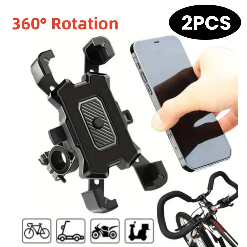 2PCS 360° Rotatable & Adjustable Bike/Motorcycle Phone Mount - Shockproof, Anti-Slip Holder For phone, - Durable Abs Material Shopifynow