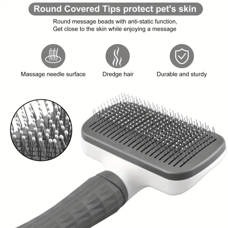 2-in-1 Pet Grooming Brush - Massaging Deshedder with Easy Cleanup Shopifynow