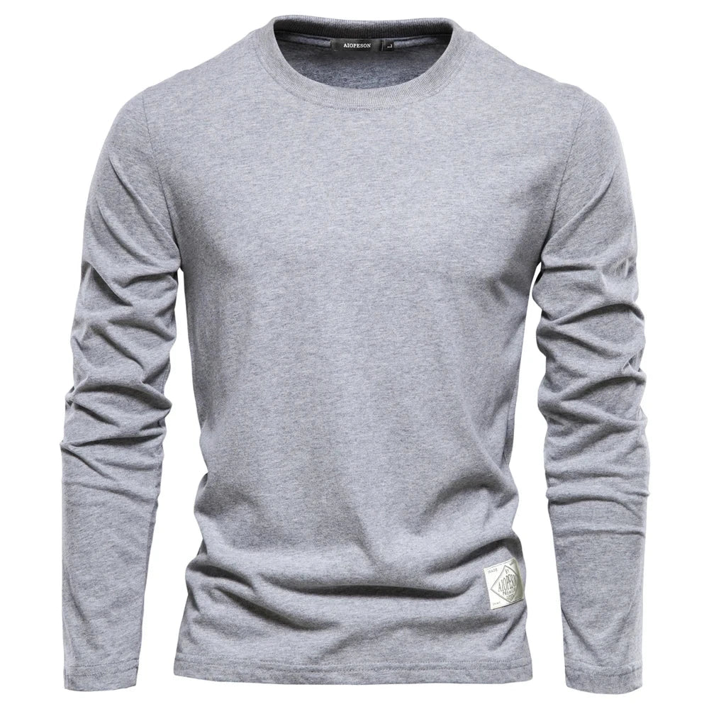 100% Cotton Long Sleeve T Shirt For Men Solid Spring Casual Mens T-shirts High Quality Male Tops Classic Clothes Men's T-shirts Shopifynow