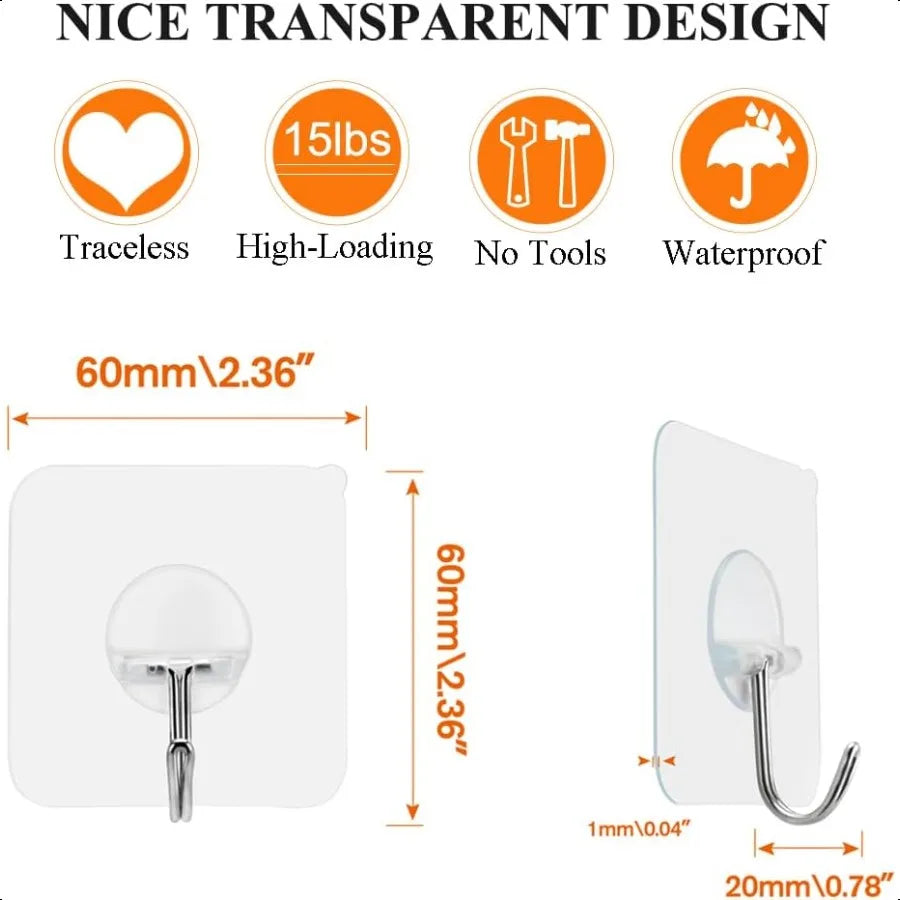 Adhesive Hooks Heavy Duty Wall Sticky Hooks for Hanging Wall Hangers Without Nails 15lb Max 180 Degree Rotating Seamless Stick