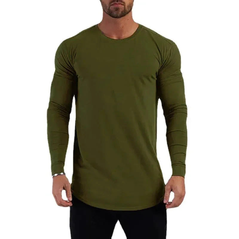 Plain Cotton Breathable Long Sleeve Clothing Gym Fitness Bodybuilding Sport T-shirts Mens Workout Casual Slim Fit Autumn Shirts Shopifynow