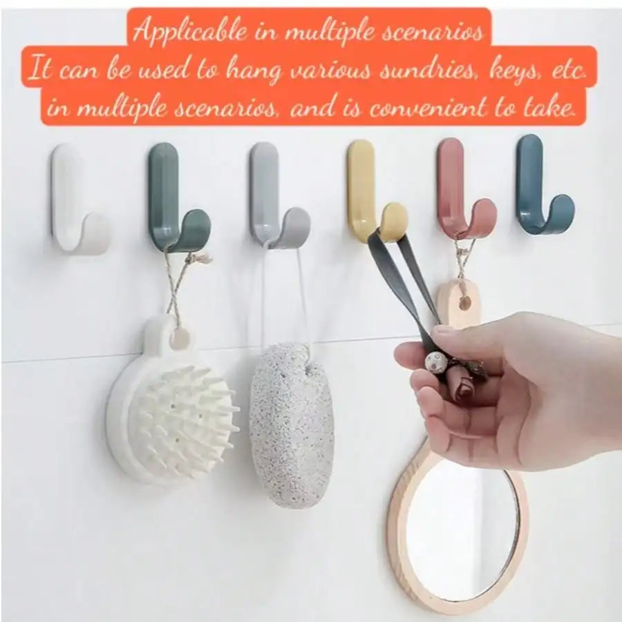 6PCS Multi-Use Wall Hooks, Self-Adhesive Hooks for Hanging Sundries, Keys, Clothes, Perfect for Kitchen & Bathroom Shopifynow