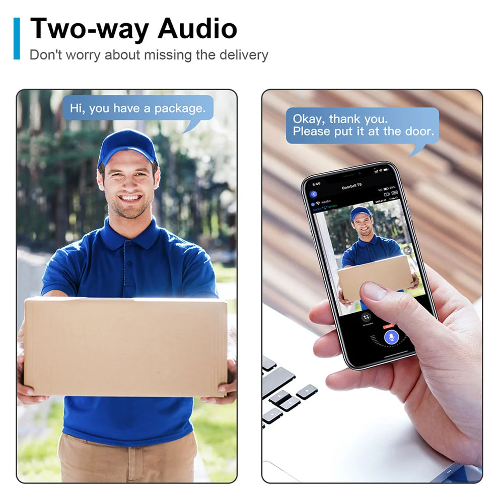 M8 Wifi Smart Visual Doorbell Two-way Intercom Infrared Night Vision Remote Monitoring Security System Wifi Video Door Bell Shopifynow