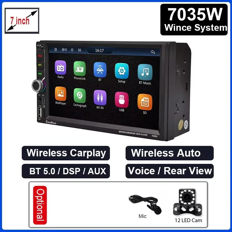 ESSGOO 7 Inch Car Radio 2 Din Carplay Android Auto Universal Car Multimedia Player Autoradio DSP HD Touch Screen FM Bluetooth - Shopifynow