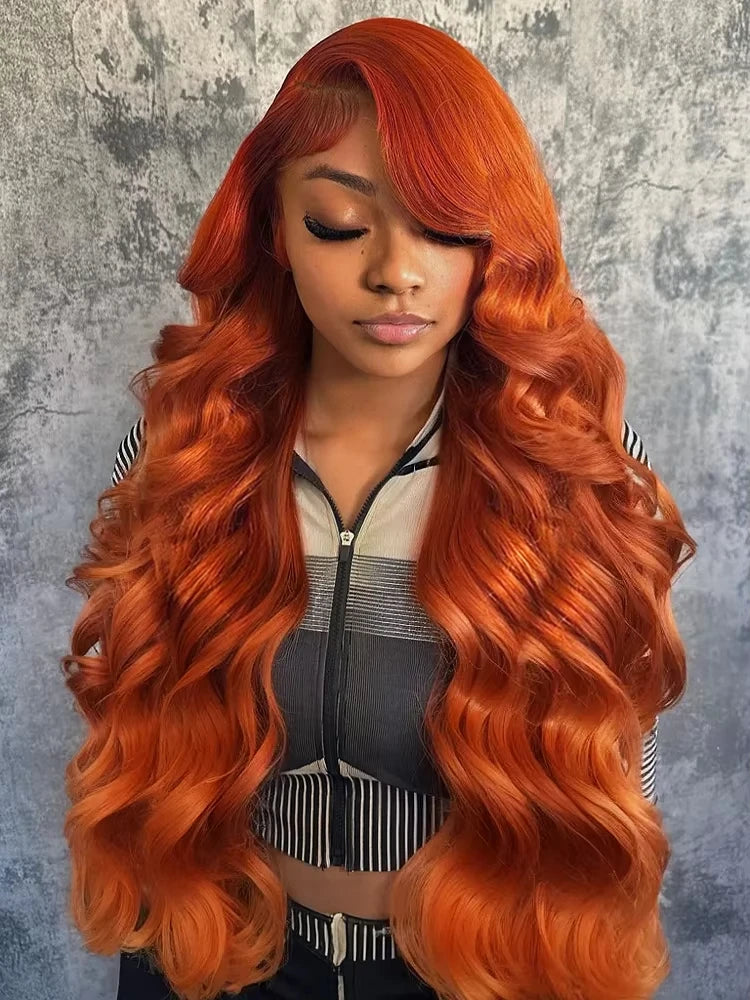 Ginger Orange 13x6 HD Lace Front Wigs Human Hair Wig Body Wave 13x4 Lace Frontal Wigs Colored Transparent Lace Wig For Women Shopifynow
