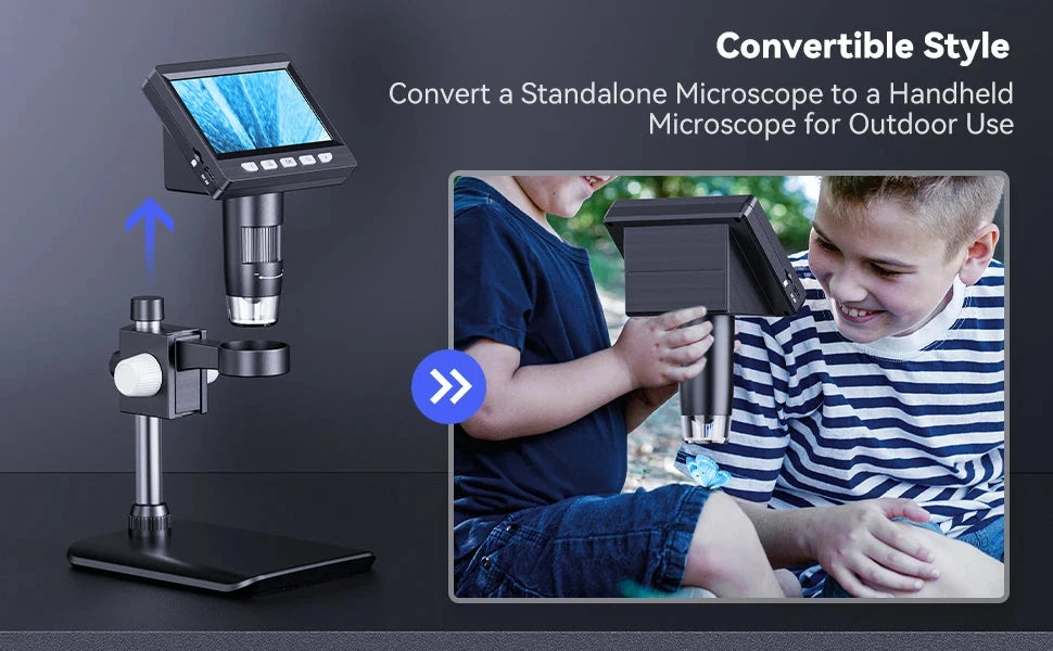 Digital Microscope 4.3" IPS USB Coin Microscope 1000X Magnification 2MP Ultra-Precise Focusing Soldering Microscopes for Repair Shopifynow