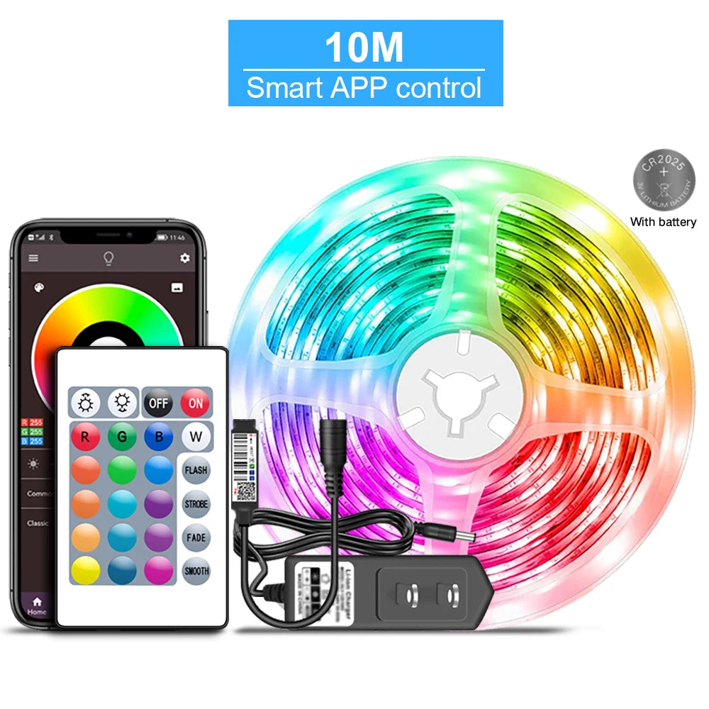 Led Lights for Bedroom 5050 RGB Strip Music Sync Color Changing With Remote and App Control Strips Room Home TV Party Decoration Shopifynow