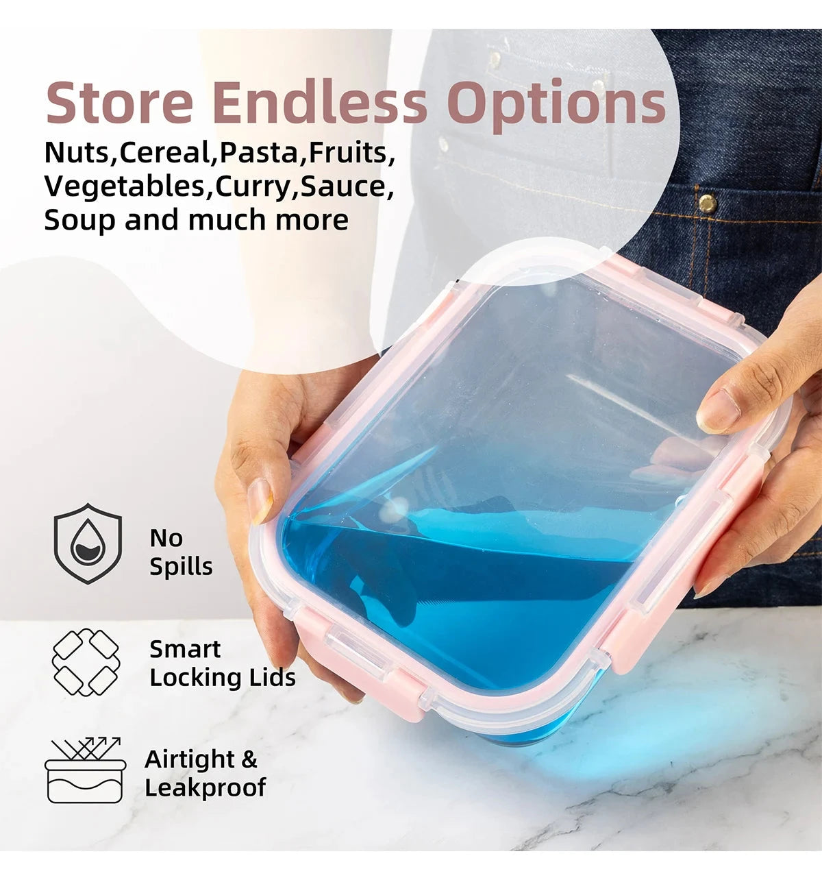 16-Piece Glass Food Storage Containers Set, Leakproof Airtight BPA-Free, Microwave & Oven Safe, Stackable Kitchen Organizers wit Shopifynow