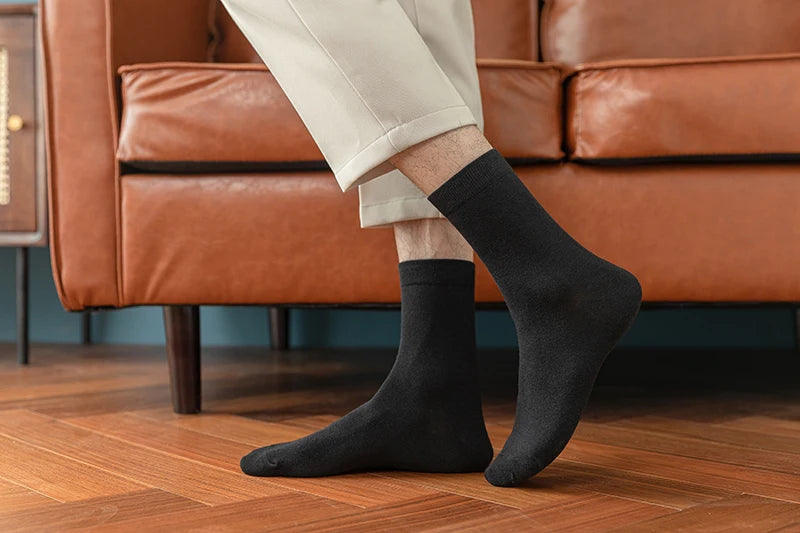 10 Pairs New Men's Cotton Socks Black Business Men Socks Soft Breathable Autumn Spring for Male White US6-10 Shopifynow