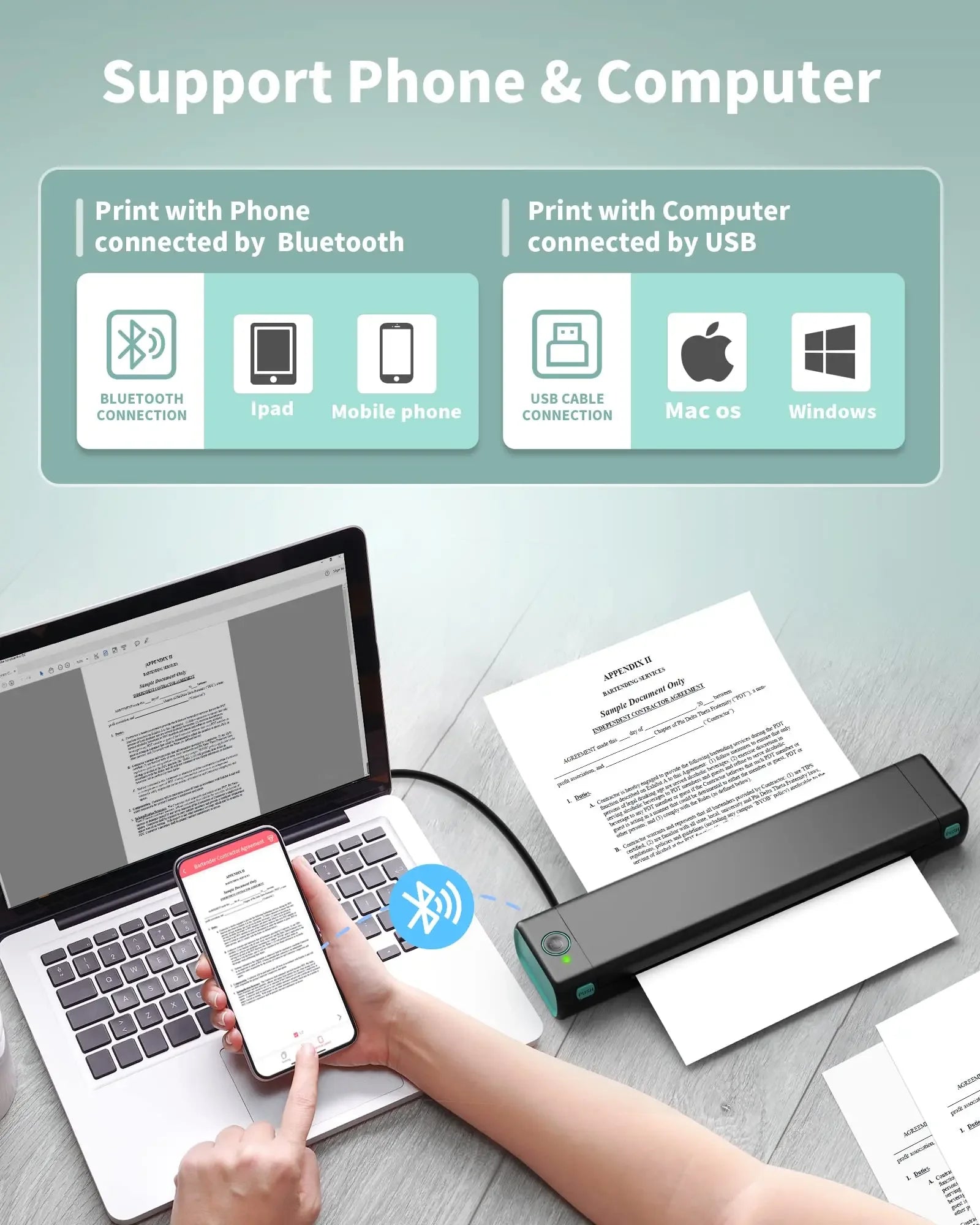 Phomemo M08F A4 Paper Printer Portable Thermal Printer Tattoo Printer Bluetooth Printer Compatible with Phone&Laptop for Office Shopifynow