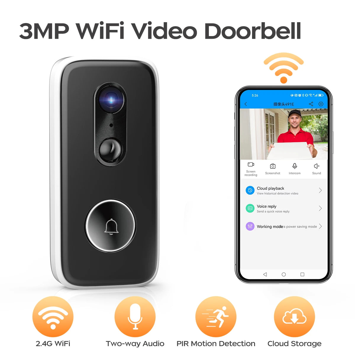 JOOAN 2K Intelligent WiFi Doorbell With Camera Smart Home WiFi Video Doorbell Outdoor Battery Powered Security Video Intercom Shopifynow