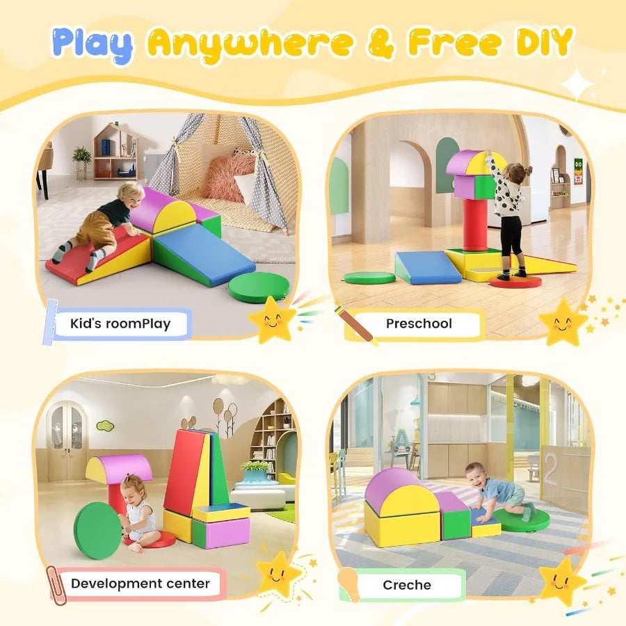 Foam Climbing Blocks, Soft Climbing Toys for Toddlers, 9 Pieces Crawl and Climb Foam Playset with Cushion Pad, Indoor Climber Ac Shopifynow