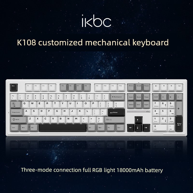 Ikbc Mechanical Keyboard K108 Wireless Bluetooth Office Girl Keyboard Three-Mode RGB E-Sports Games Keyboard Boys Shopifynow