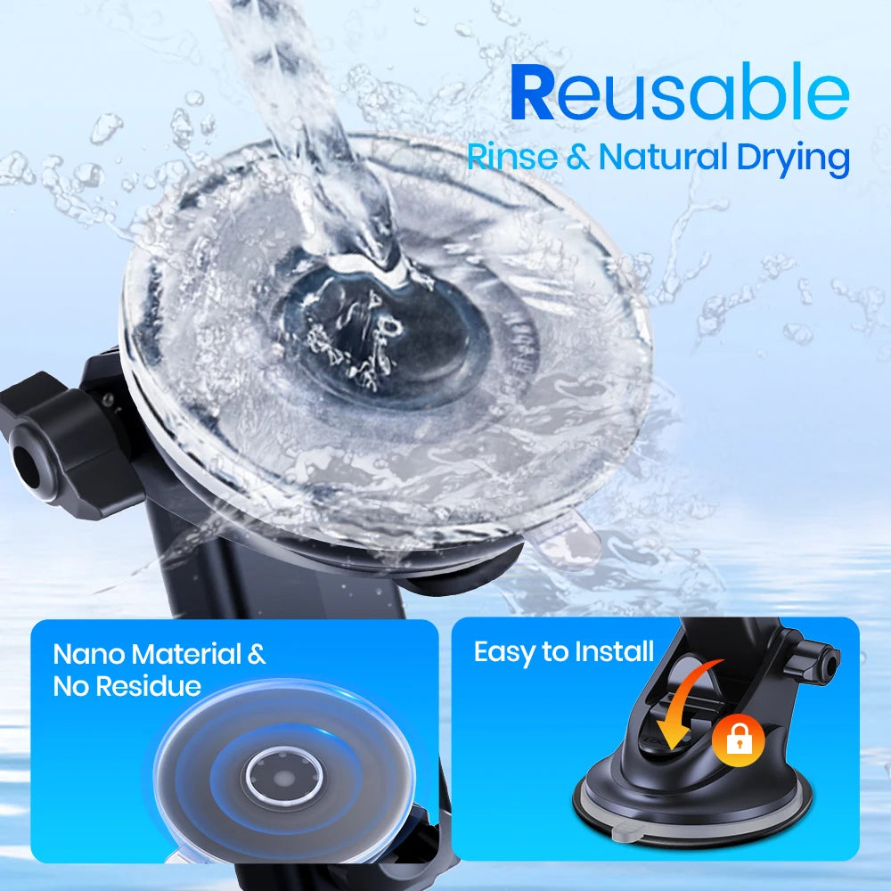 TOPK Mag-Safe Magnetic Car Phone Holder Car Mount for Windshield and Dashboard[Strong Suction]Adjustable Long Arm for Cellphones