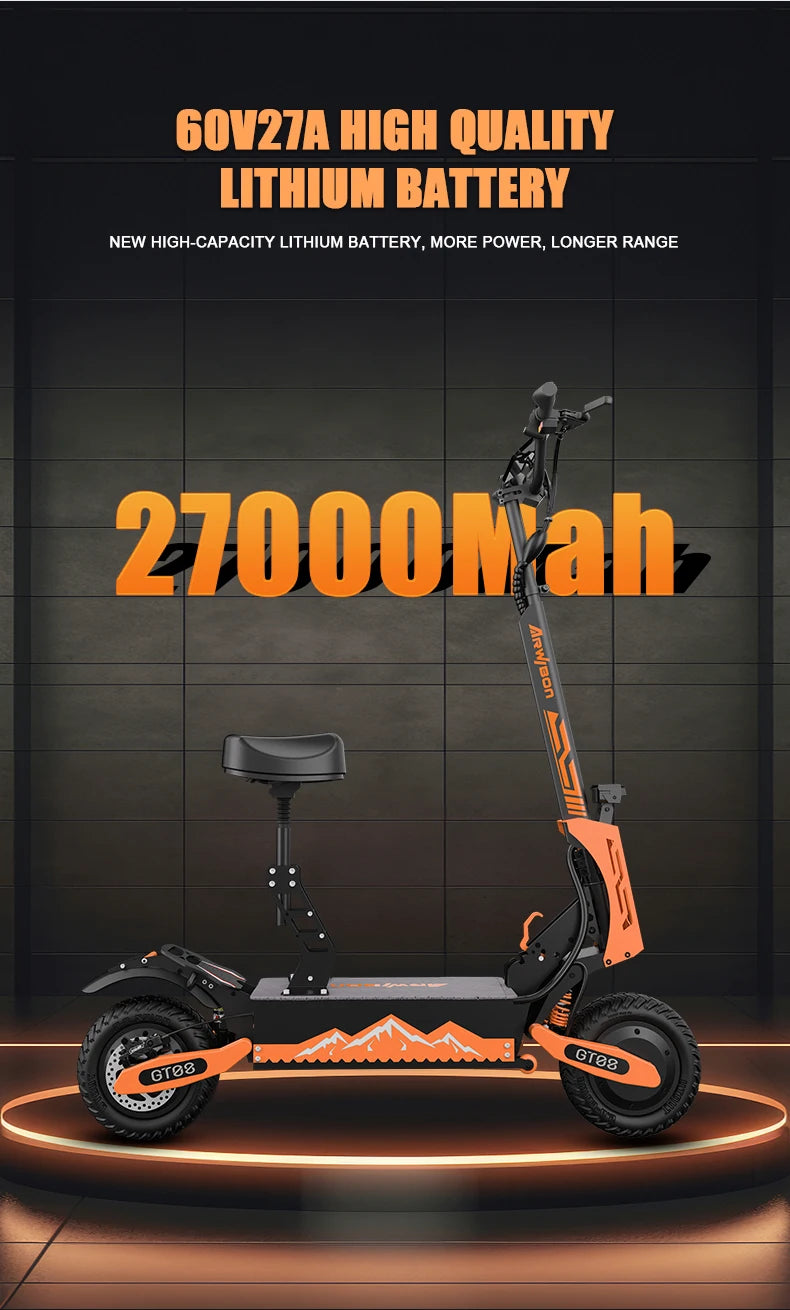 Arwibon 5600W Adult Electric Scooter Dual Motor Top Speed 46MPH,60V27AH, 11-inch Off-Road Tires Sport Folding eScooter with Seat Shopifynow