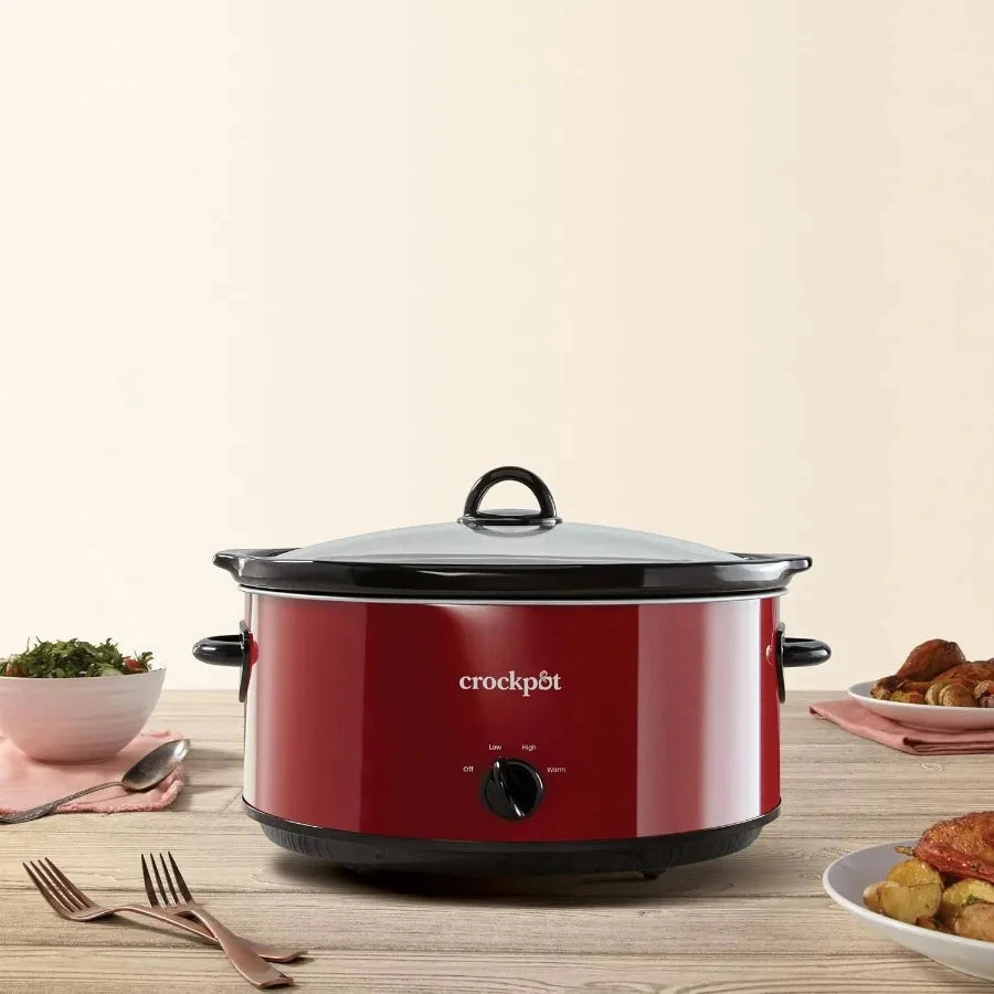 8 Quart Red Express Crock Slow Cooker for Large Family Meals and Outdoor Cooking Events Ideal for Extended Cooking Sessions wit Shopifynow