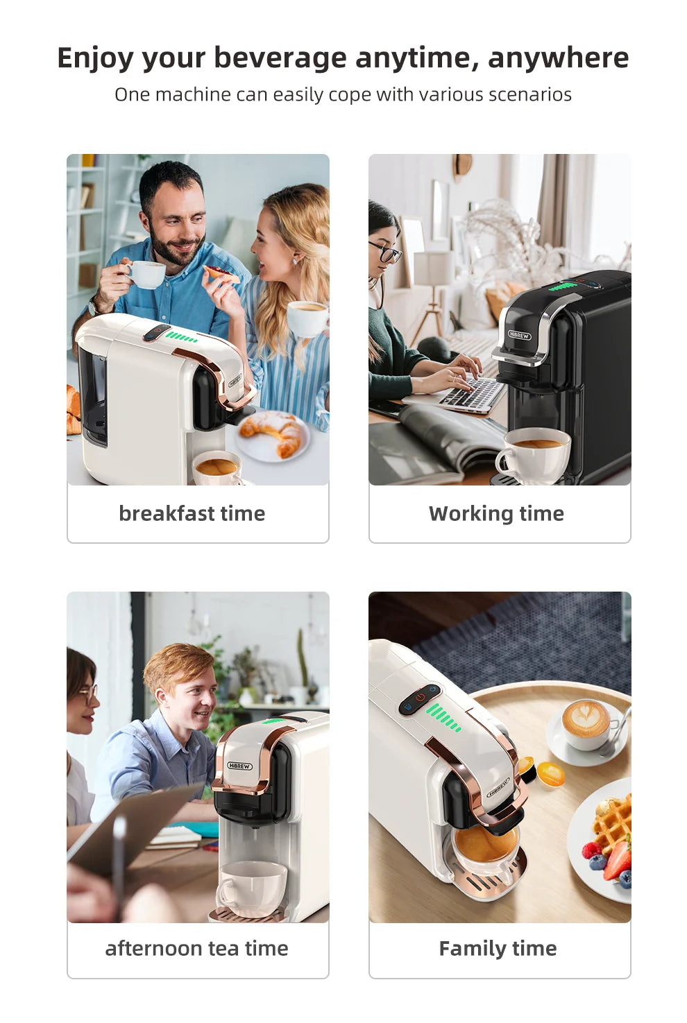 HiBREW Multiple Capsule Coffee Machine, Hot/Cold Dolce Gusto Milk Nespresso Capsule ESE Pod Ground Coffee Cafeteria 20Bar 5 in 1 - Shopifynow