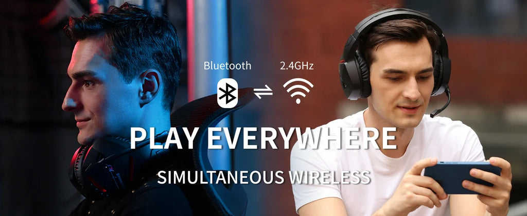 BINNUNE BW01 Wireless Gaming Headset with Mic for PC PS4 PS5 2.4G Bluetooth USB Gamer Headphones with Mic for Laptop Computer - Shopifynow