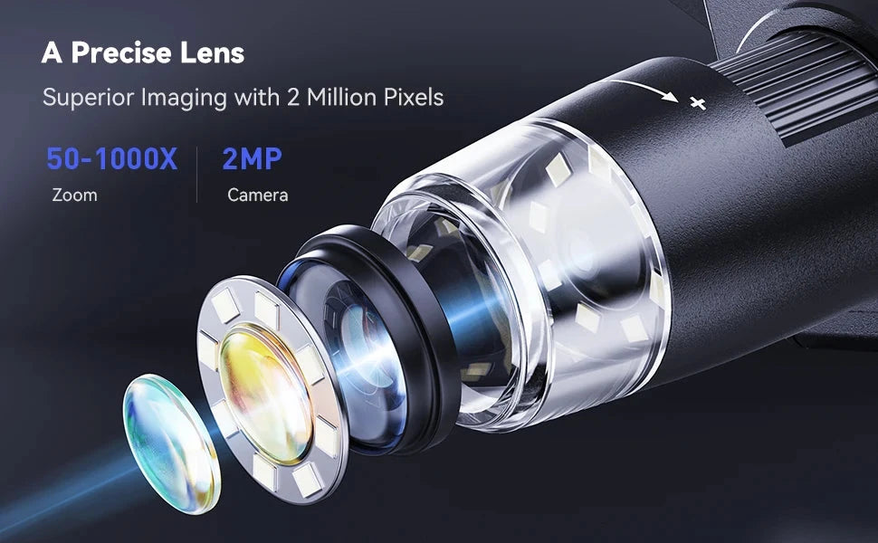Digital Microscope 4.3" IPS USB Coin Microscope 1000X Magnification 2MP Ultra-Precise Focusing Soldering Microscopes for Repair Shopifynow