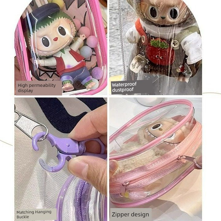 Labubu Doll Bag out Automobiles Curtain Cloth Transparent Cotton Doll Dustproof Moisture-Proof 10cm15 Pendant Cartoon Backpack Baby Doll Bag Shopifynow