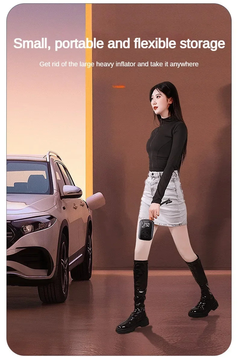 EAFC Portable Tire Inflator Car Tire Inflator Tire Inflator Pump With Digital Display Electric Inflator Mini Bicycle Air Pump