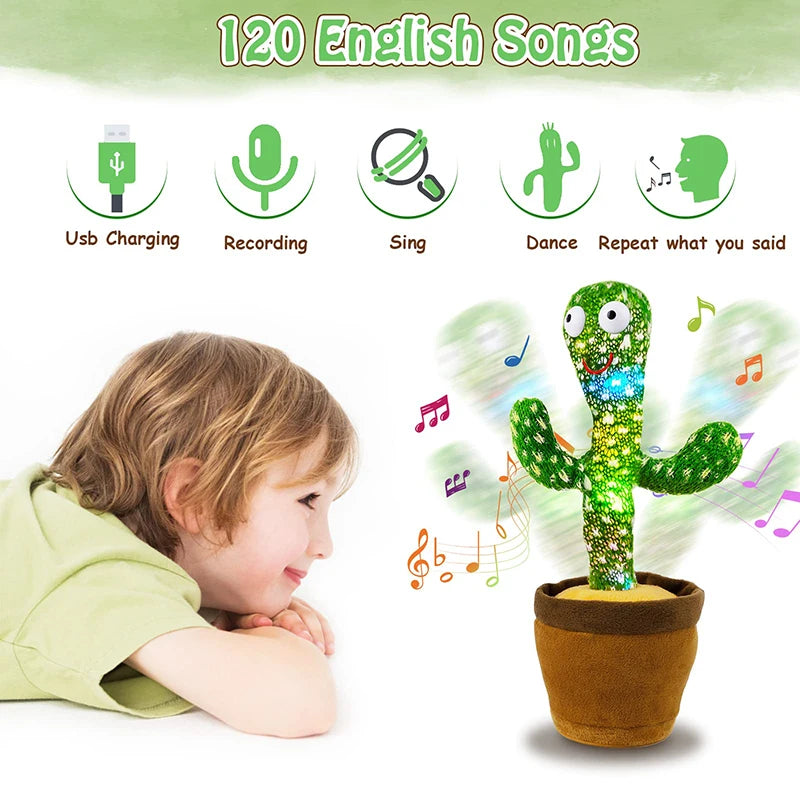 Kids Dancing Talking Cactus Toys Interactive Talking Sunny Cactus Electronic Plush Toy Home Decoration for Children Xmas Gifts - Shopifynow