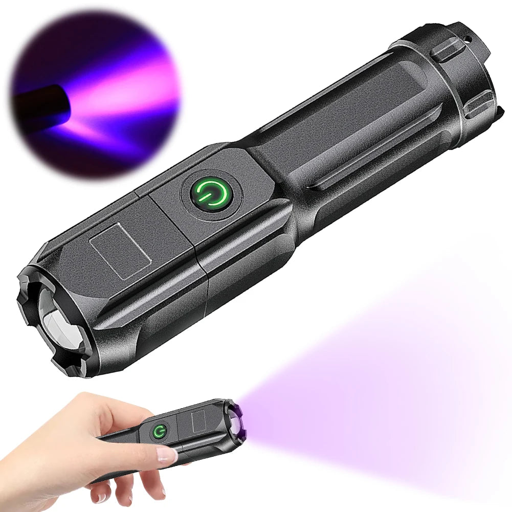 395nm Blacklight Flashlight USB Rechargeable Ultraviolet Blacklight Portable Torch Light for Pet Urine Detection Resin Curing Shopifynow