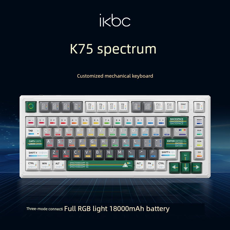 Ikbc Customized Mechanical Keyboard K75 Spectrum Three-Mode RGB Wired Wireless Bluetooth E-Sports Games Office Keyboard Shopifynow