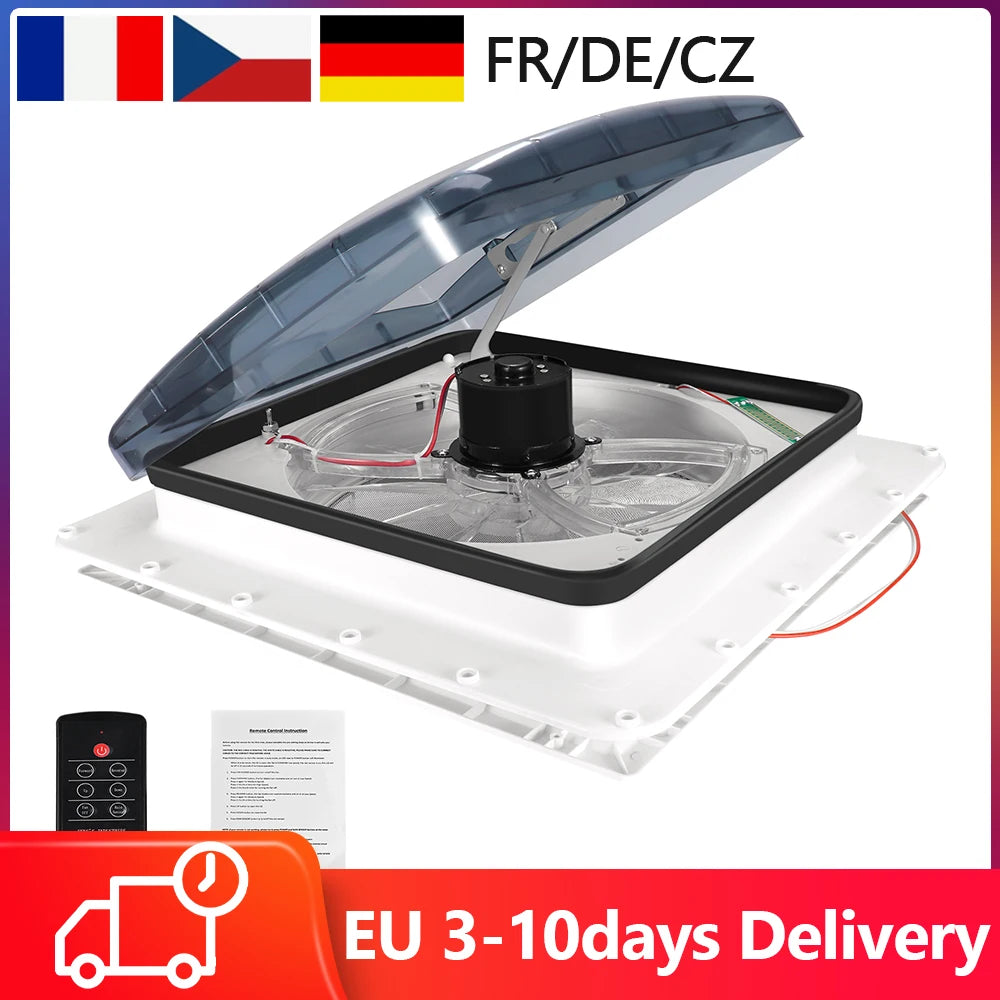 3 Speed 40x40cm Caravan RV Roof Skylight Motorhomes Vents with Rain Sensor 12V High Air Volume Electric RV Roof Vents Fan Shopifynow