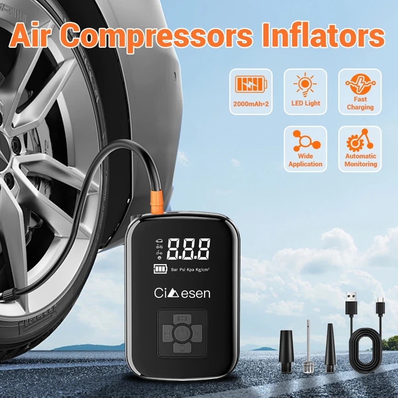1pc Car Wireless Air Pump 150PSI Portable Electric Tire Inflation For Car Bicycle Motorcycle Air Compressor Inflator US Shipping Shopifynow