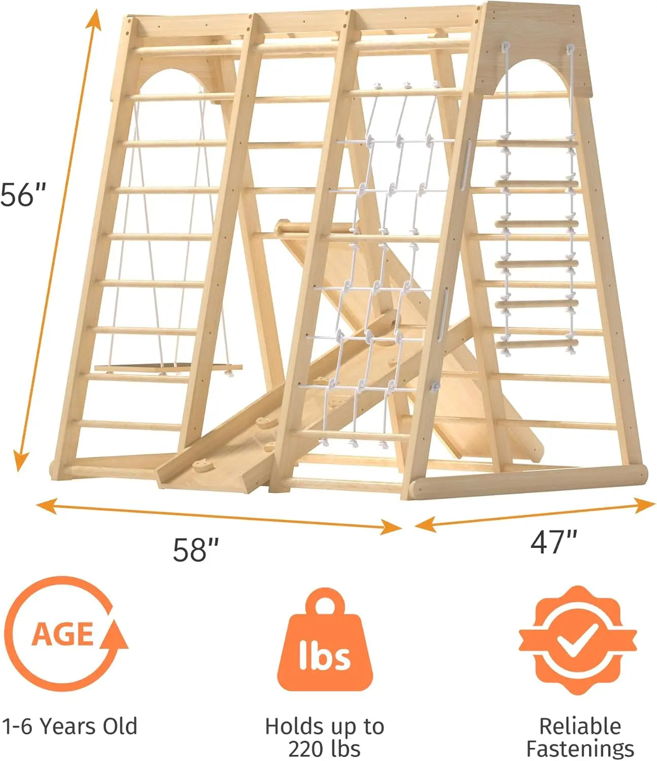 Indoor Jungle Gym, Montessori Climbing Toys, Toddler Indoor Playground Set 8-in-1 with Swing, Armband, Rock Climb Wall, Slide, M Shopifynow