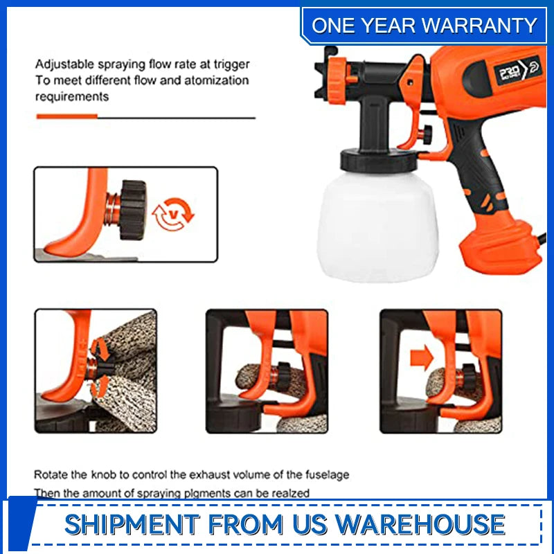 750W Paint Sprayer High Power HVLP Electric Spray Gun with 1200ml Easy Spraying and Cleaning for Home Painting By Prostormer Shopifynow