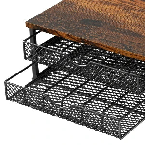 2-Tier 72-Cap Coffee Pod Organizer | Industrial Brown/Black Drawer w/ Baskets | Space-Saving K-Cup Storage Shopifynow