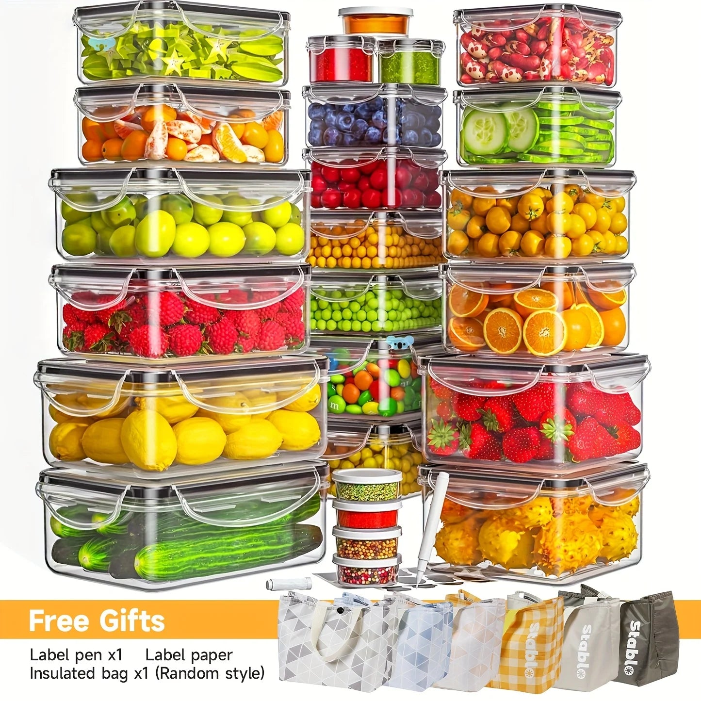 48Pcs BPA-Free Food Storage Set - 24 Airtight Containers & Lids with Labels for Pantry, Travel, Kitchen Organization Shopifynow