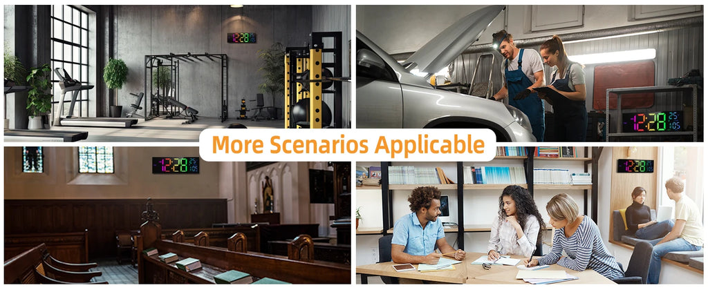 16" Large Digital Wall Clock, Big LED Display with Remote, 8 RGB Color, Alarm, DST, Temperature for Living Room, Kitchen Shopifynow