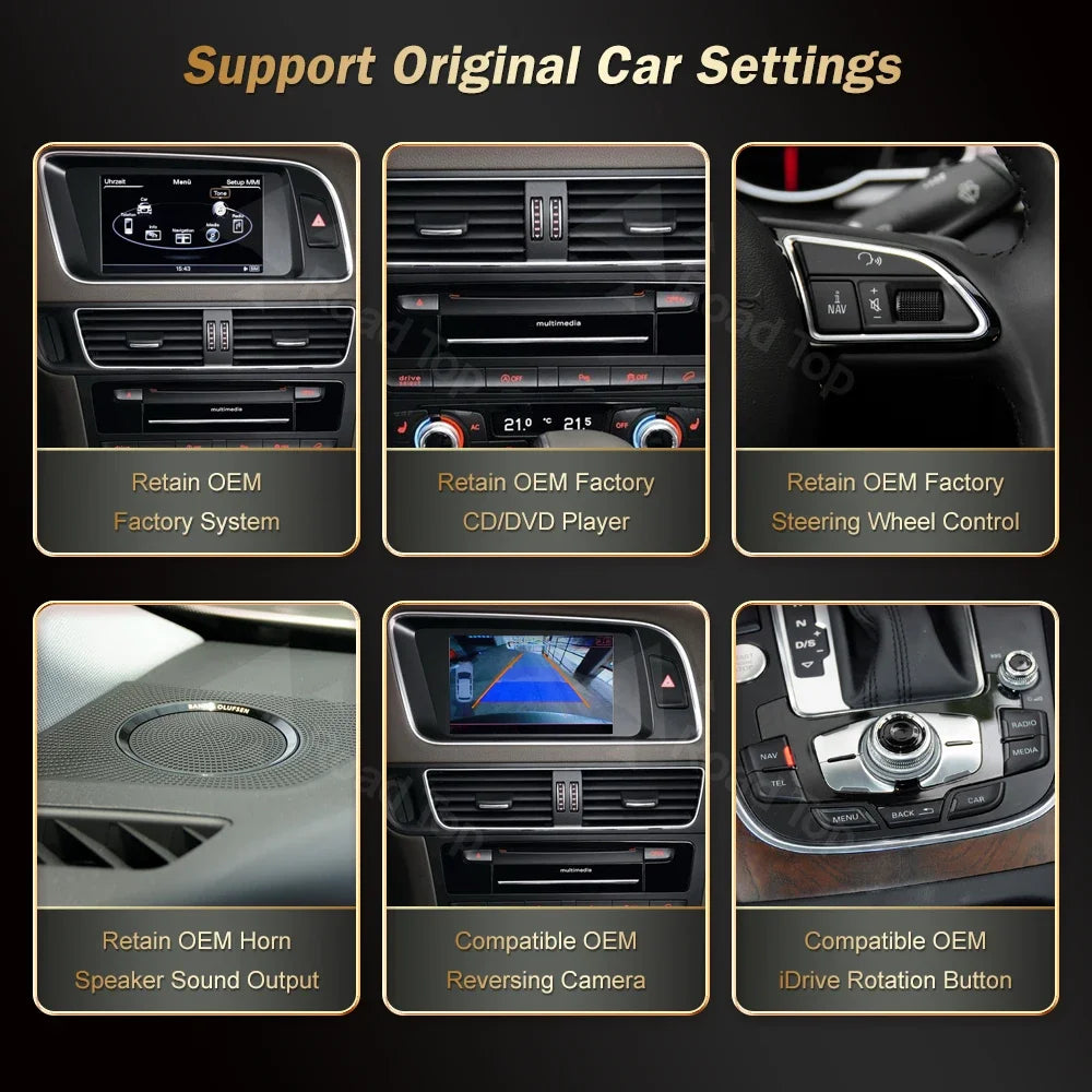 12.3' RoadTop Wireless CarPlay Multimedia Linux Screen Android Auto For Audi Q5 2009-2017 Airplay Autolink Function - Shopifynow