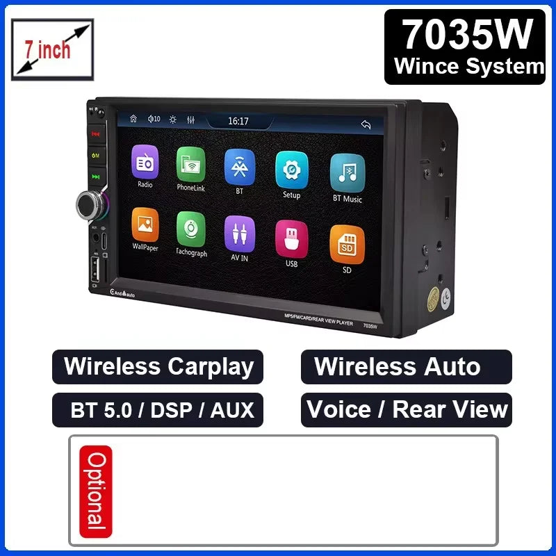 ESSGOO 7 Inch Car Radio 2 Din Carplay Android Auto Universal Car Multimedia Player Autoradio DSP HD Touch Screen FM Bluetooth - Shopifynow