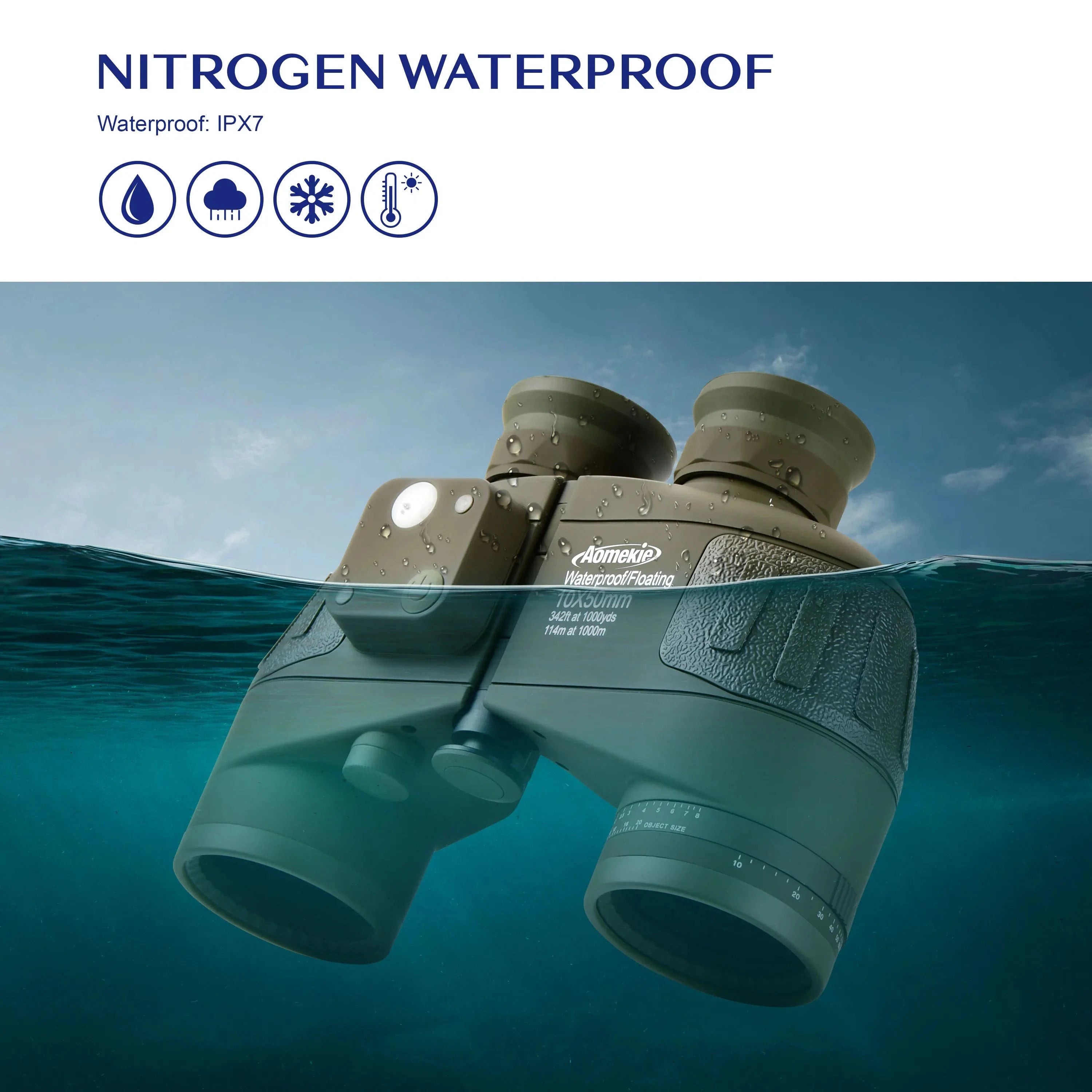 10X50 HD Marine Binoculars with Rangefinder Compass BAK4 Prism 50mm FMC Lens Waterproof for Outdoor Hunting Boating Camping Shopifynow